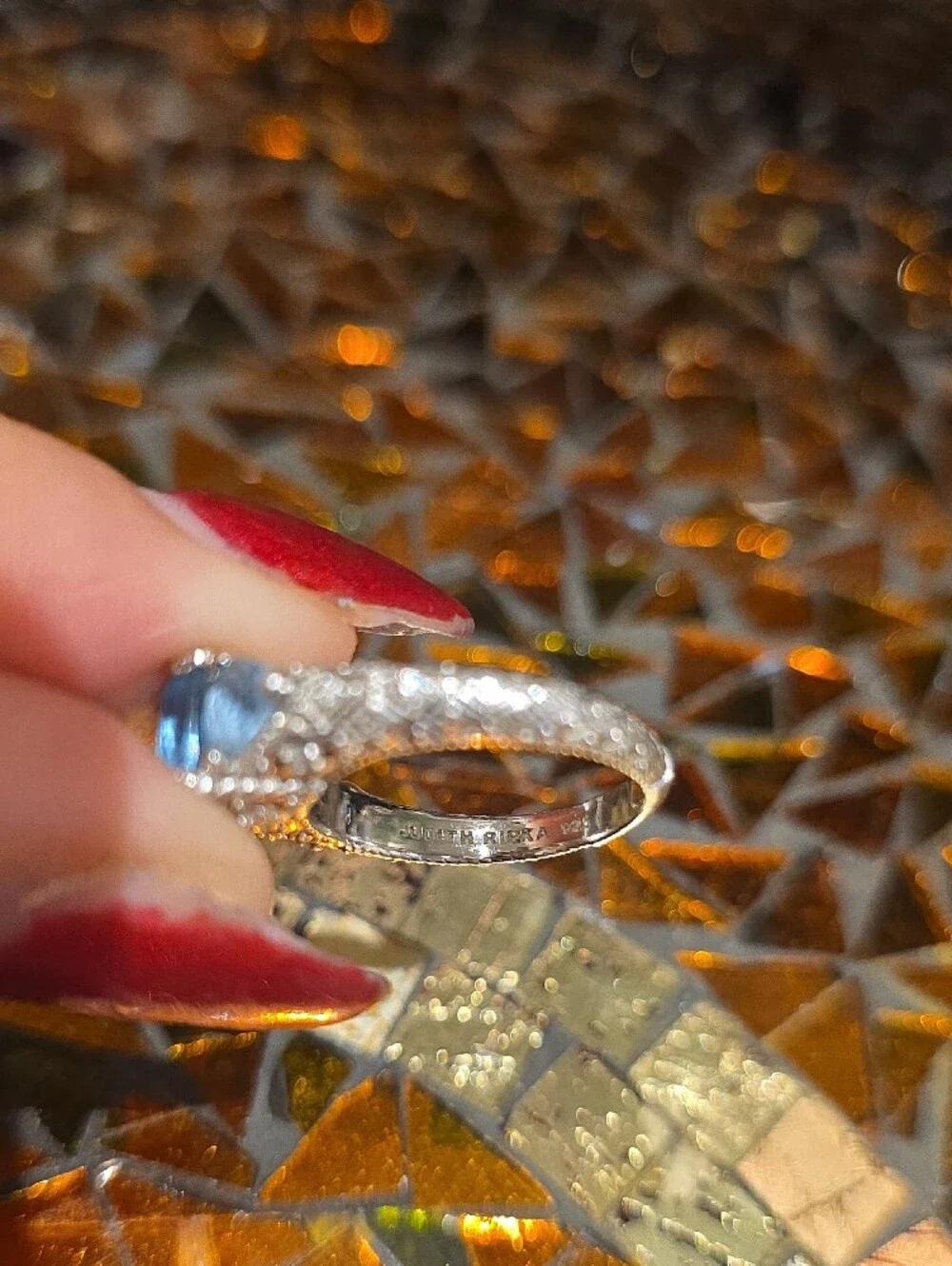 Judith Ripka Blue Three-Stone Silver Ring
